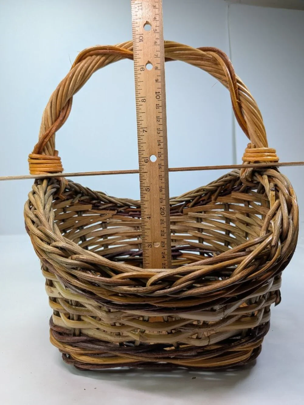 Vintage Fall Harvest Woven Basket Pumpkins Cornucopia Decor Overhead Handle